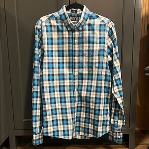 Rye Men's Casual Blue and White Checkered Shirt